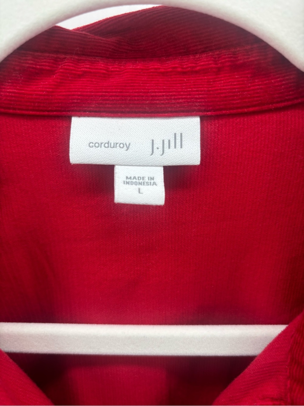 J. Jill Red Corduroy Long-Sleeve Button-Down Tunic Top in Red Size Large - Picture 2 of 7